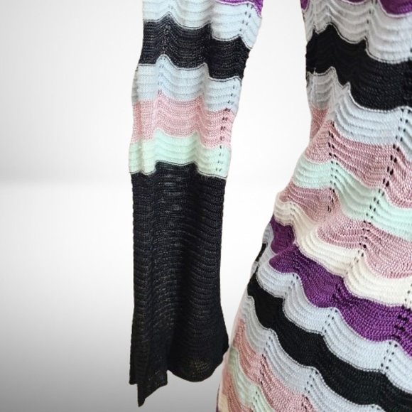 Missoni Multicolor Crochet-Knit Wool-Blend Knee Length Beautiful Dress - Picture 4 of 11